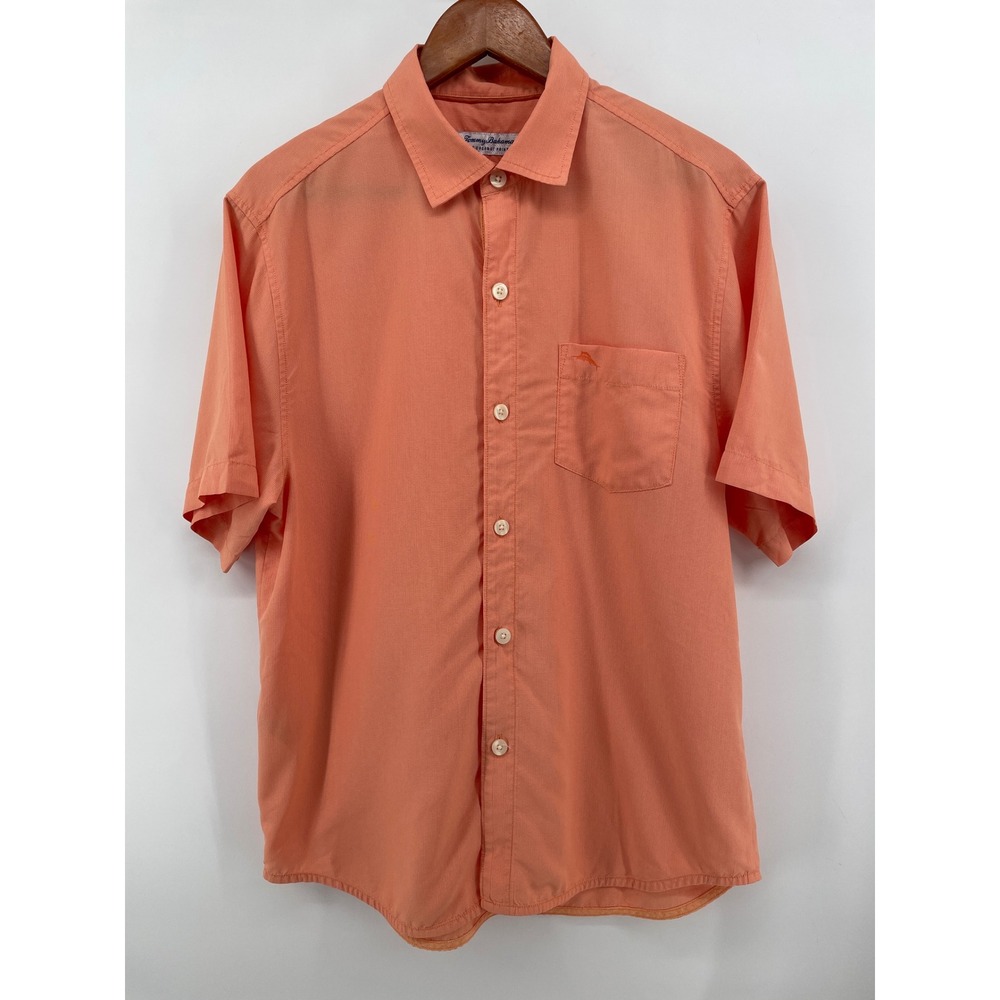 Tommy Bahama Button Down Mens Medium Orange IslandZone Coconut Point Shirt